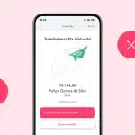 Fotomontagem da tela de um smartphone após um Pix efetuado no app da Cora, para ilustrar artigo sobre cancelar Pix.